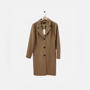 Quince Camel Hair Tailored Midi Coat Mocha Brown Small NWT